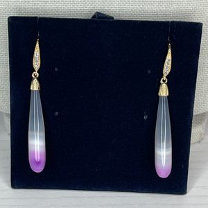 Rarities Tanzanite & Purple Banded Agate Gold Plated .925 Silver Drop Earrings